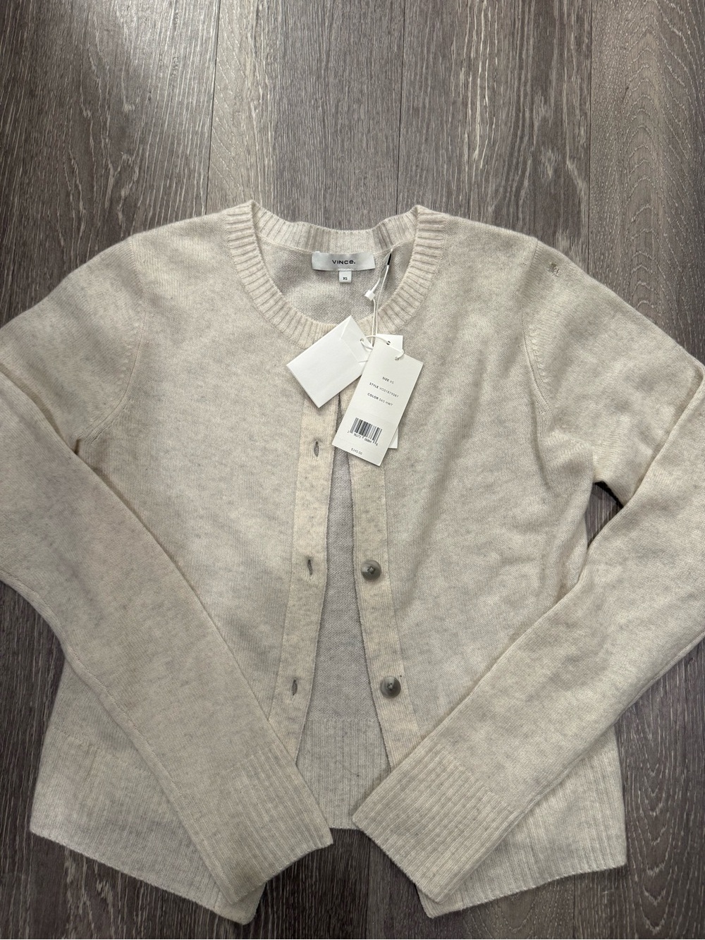 Vince Light Cream V-Neck Button Front Cardigan